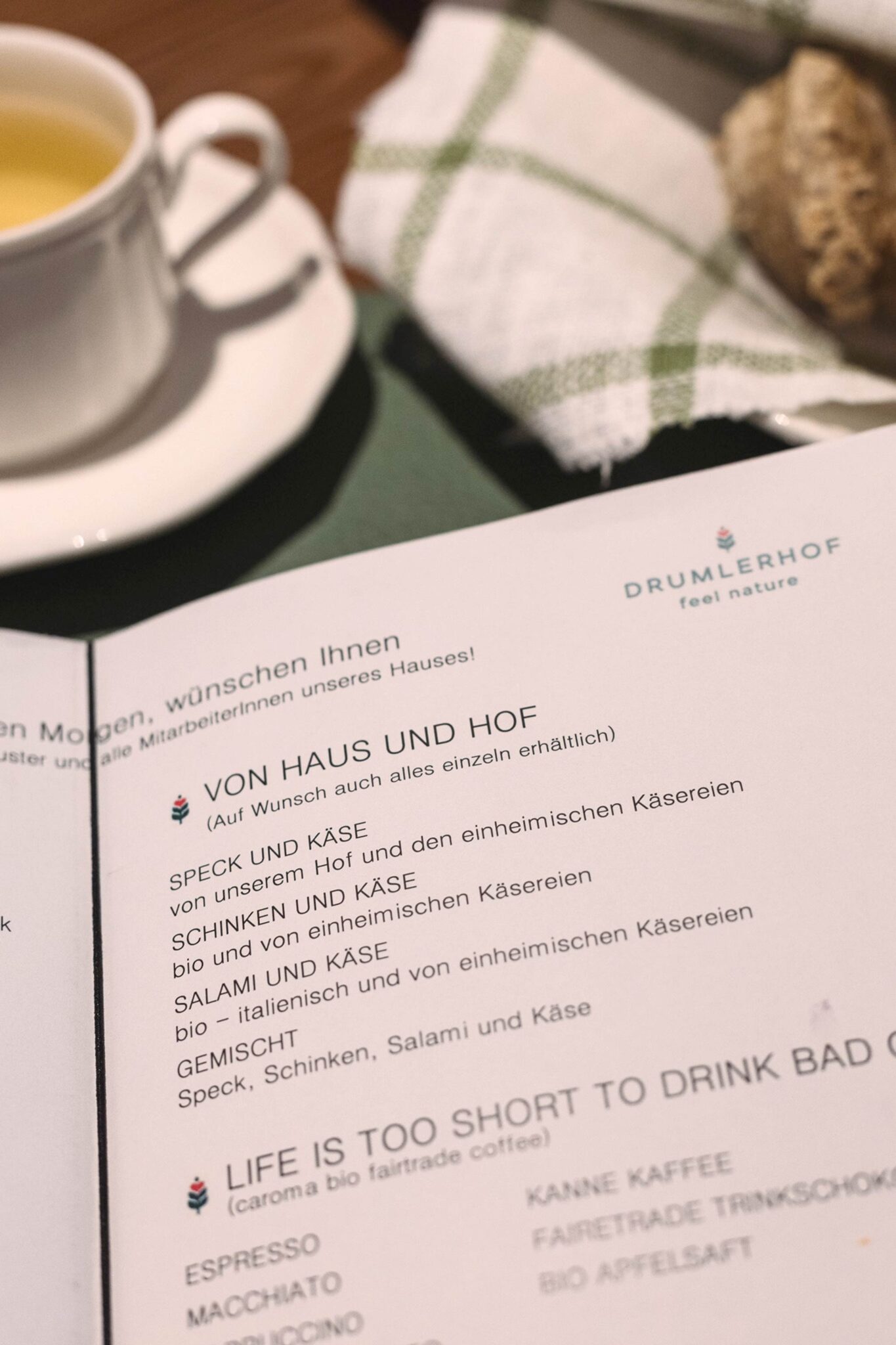 Breakfast menu
